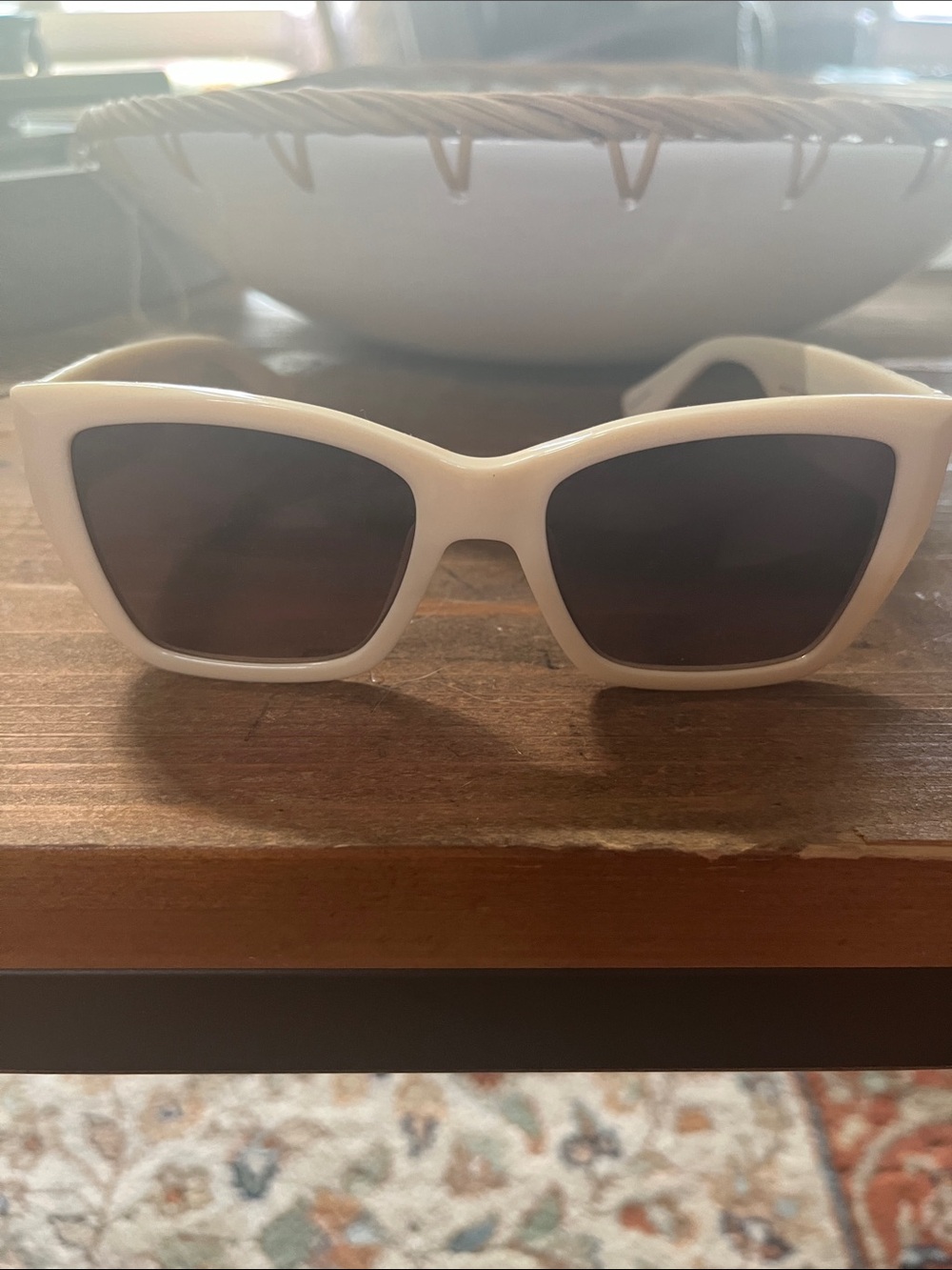 Kurt Geiger White Cat-Eye Sunglasses with Dark Lenses